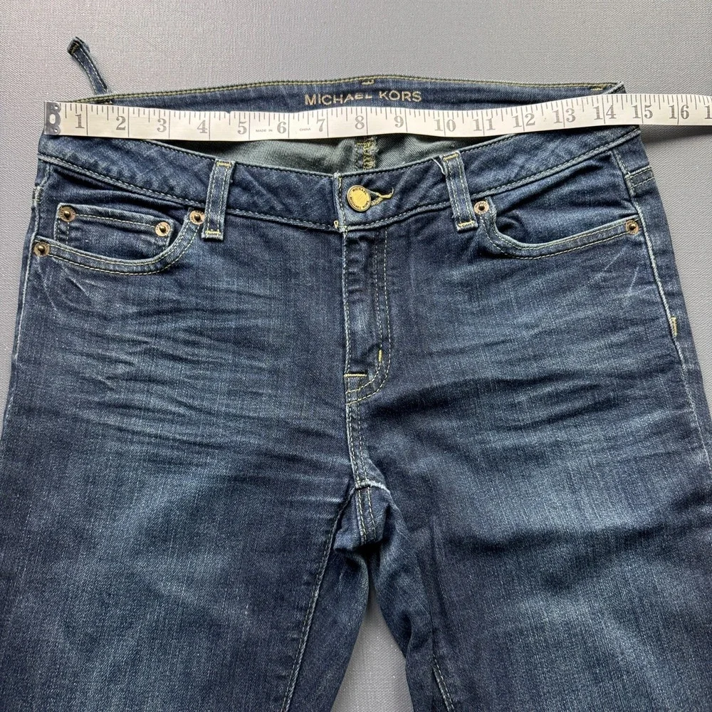 Michael Kors Jeans Women's 4 Bootcut Blue Faded Denim Dark Wash Classic - Picture 11 of 16